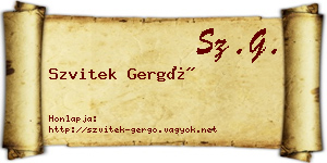 Szvitek Gergő névjegykártya